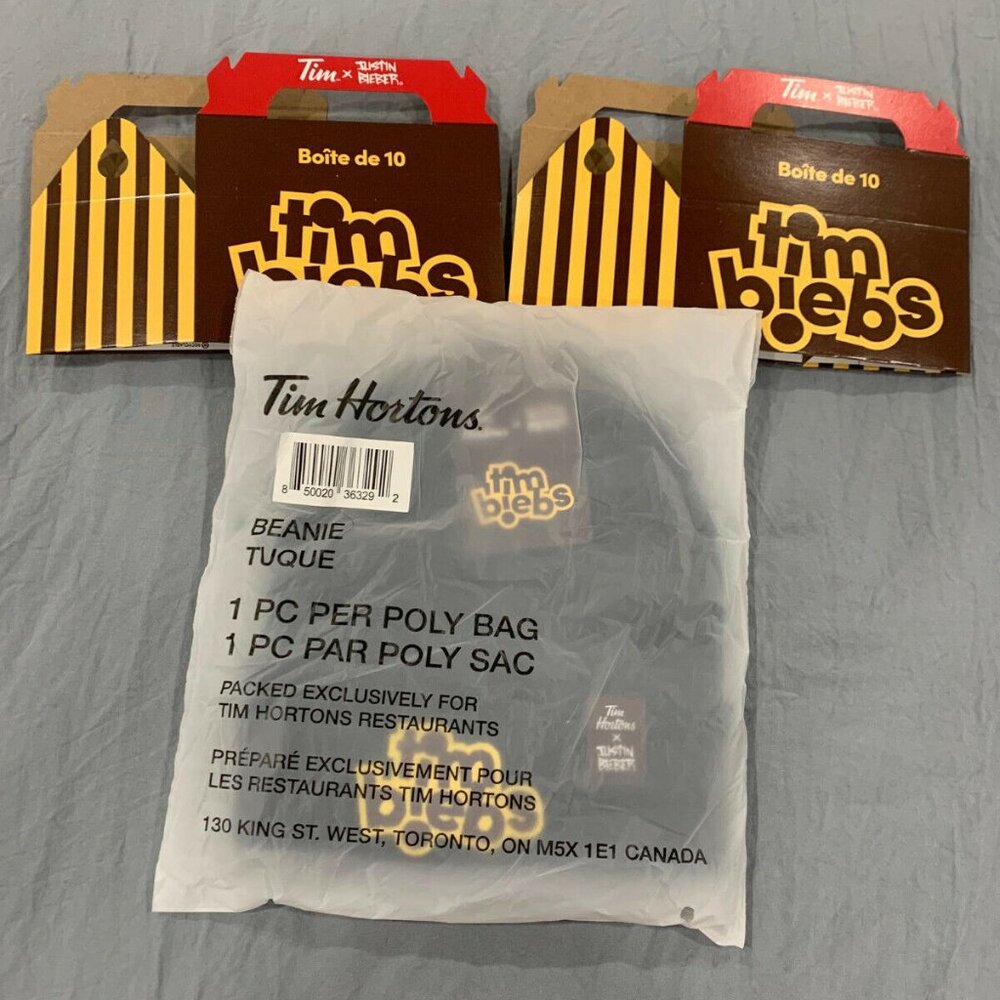 Tim Hortons x Justin Bieber Exclusive Merch Beanie Hat NEW In Orginal Packaging